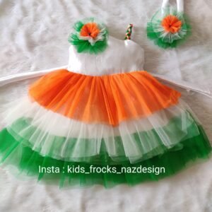 Tiranga Frock Flag Tricolour design with Hair band, Item : NZD-001