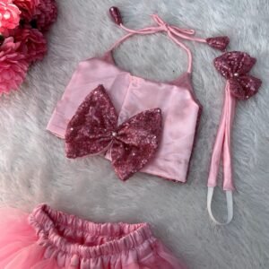 Baby Girls Party(Festive) Top Skirt  (Pink) : NZD-0032 - Image 4