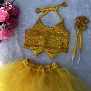 Baby Girls Party(Festive) Top Skirt (Yellow) : NZD-0033