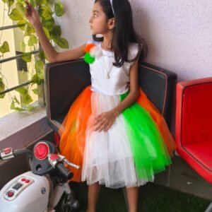 Tiranga Frock Flag Tricolour design with Hair band free : NZD-0053 - Image 3