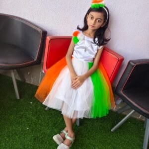 Tiranga Frock Flag Tricolour design with Hair band free : NZD-0053 - Image 4