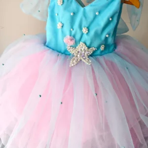 Sky blue & Pink Party wear design frock collection |Birthday wear frock : NZD-001016 - Image 3