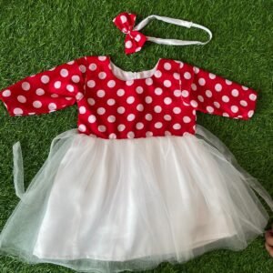 Red & White colour Party wear frock collection |Birthday wear frock : NZD-001050 - Image 1