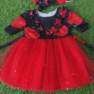 Red & black colour Party wear frock collection |Birthday wear frock : NZD-001068 - Image 1