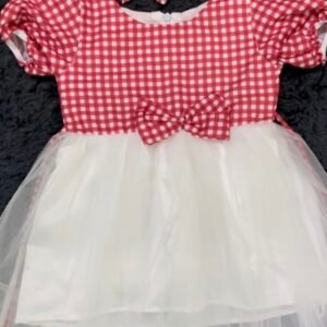 Red & white colour Party wear frock collection |Birthday wear frock : NZD-001062 - Image 1