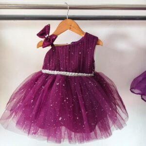 Wine colour Party wear frock collection |Birthday wear frock : NZD-001090 - Image 1