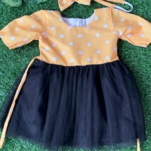Orange & Black colour Party wear frock collection |Birthday wear frock : NZD-001097 - Image 1