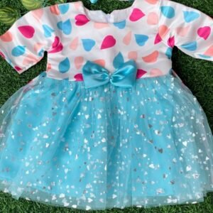 Blue & white colour Party wear frock collection |Birthday wear frock : NZD-0010103 - Image 1