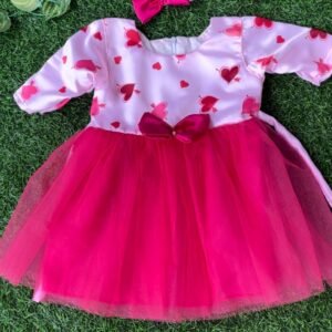 Pink colour Party wear frock collection |Birthday wear frock : NZD-001099 - Image 1