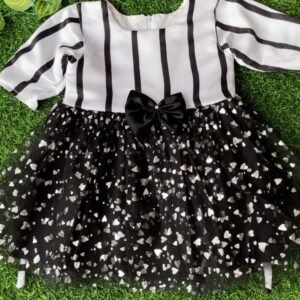 Black & white colour Party wear frock collection |Birthday wear frock : NZD-0010104