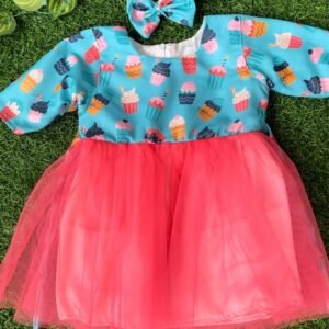 Blue & red colour Party wear frock collection |Birthday wear frock : NZD-001095 - Image 1