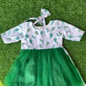 Green colour Party wear frock collection |Birthday wear frock : NZD-0010108 - Image 1