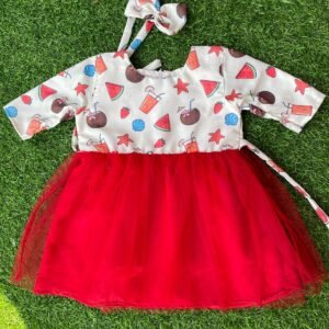 Red colour Party wear frock collection |Birthday wear frock : NZD-0010106 - Image 1