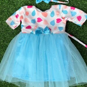 Sky blue colour Party wear frock collection |Birthday wear frock : NZD-0010113 - Image 1