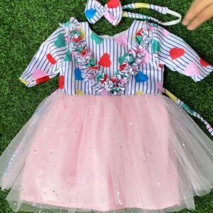 Baby Pink colour Party wear frock collection |Birthday wear frock : NZD-0010115