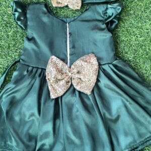 Bottel green colour Party wear frock collection |Birthday wear frock | Nazdesign : NZD-0010135 - Image 2