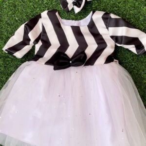 Black & white colour Party wear frock collection |Birthday wear frock : NZD-0010152