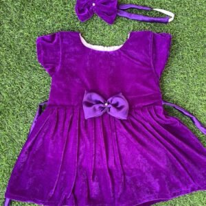 Purple colour velvet Party wear frock Nazdesign collection beautiful baby frock | Birthday wear frock : NZD-0010202