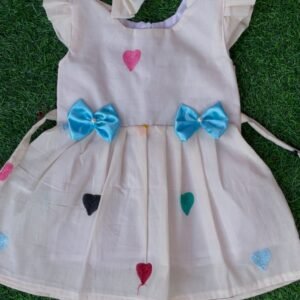 Kora cotton with blue heart frocks for girls nazdesign : NZD-0010221 Multi colour heart - Image 1