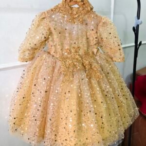 Golden colour designer Partywear Frock collection: NZD-BF-0001001 - Image 3