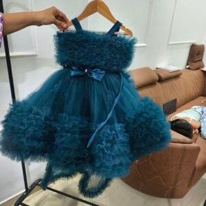 Teal blue colour designer Partywear Frock collection: NZD-BD-0001005 - Image 3