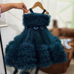 Teal blue colour designer Partywear Frock collection: NZD-BD-0001005 - Image 2