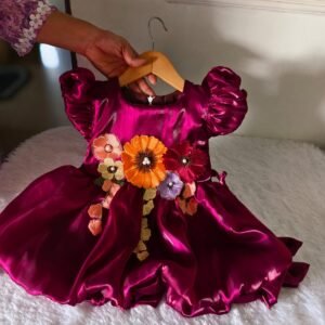 Wine colour Party wear design frock collection |Birthday wear frock : NZD-0010304 - Image 3