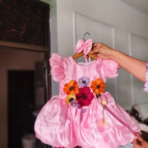 Baby pink colour Party wear design frock collection |Birthday wear frock : NZD-0010302 - Image 2