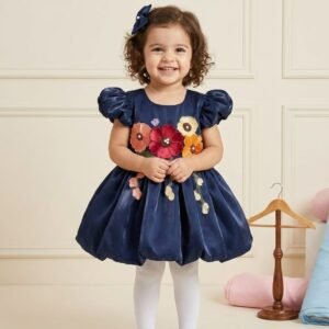 Dark Blue colour Party wear design frock collection |Birthday wear frock : NZD-0010303 - Image 1