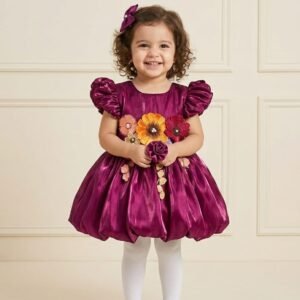Wine colour Party wear design frock collection |Birthday wear frock : NZD-0010304 - Image 1