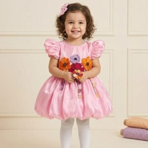 Baby pink colour Party wear design frock collection |Birthday wear frock : NZD-0010302 - Image 1