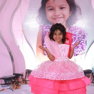 Baby pink and barbie colour combination designer Partywear Frock collection: NZD-BD-0001004 - Image 1